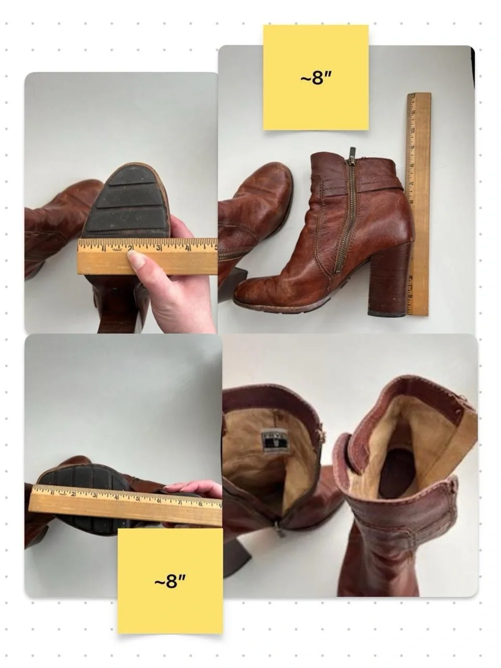 FRYE Brown Leather Patty Riding Boot Buckled Heel 7.5 m